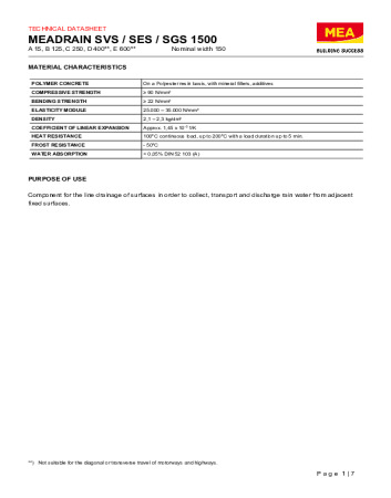 MEADRAIN SVS / SES / SGS 1500 MEADRAIN SVS / SES / SGS 1500
