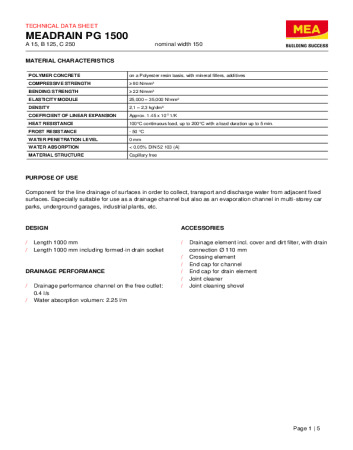 MEADRAIN PG 1500 MEADRAIN PG 1500