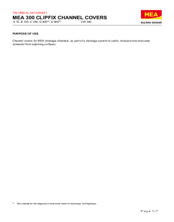 MEA 300 CLIPFIX Channel Covers MEA 300 CLIPFIX Channel Covers