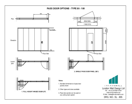 SL-805 Full Height DT and Single Inset Pass Door SE - Type 80 - 100 SL-805 Full Height DT and Single Inset Pass Door SE - Type 80 - 100