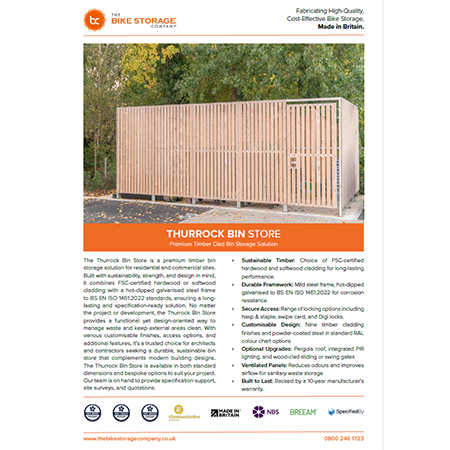 Thurrock Bin Store 2 Specification Sheet Thurrock Bin Store 2 Specification Sheet