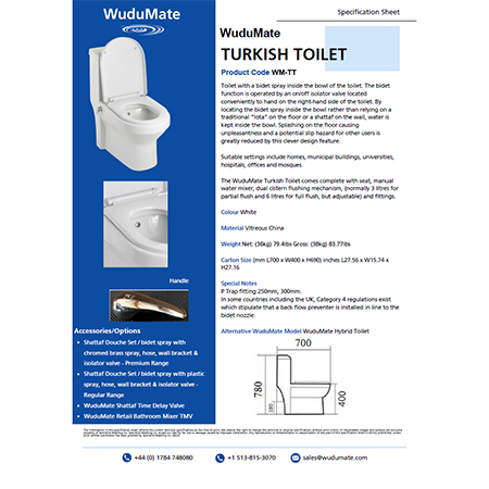 WuduMate Turkish Toilet Spec Sheet WuduMate Turkish Toilet Spec Sheet
