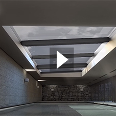 Bi parting sliding over fixed rooflight above swimming pool Bi parting sliding over fixed rooflight above swimming pool