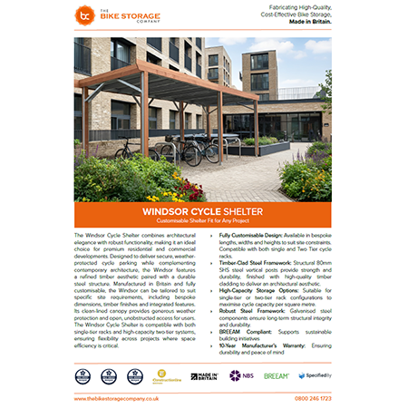 Windsor Cycle Shelter Specification Sheet Windsor Cycle Shelter Specification Sheet